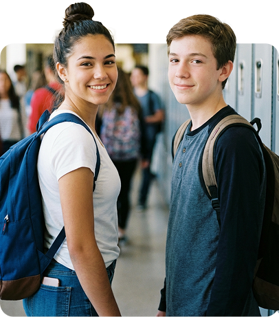 Dois adolescentes estudantes da Griggs high school e Alumni